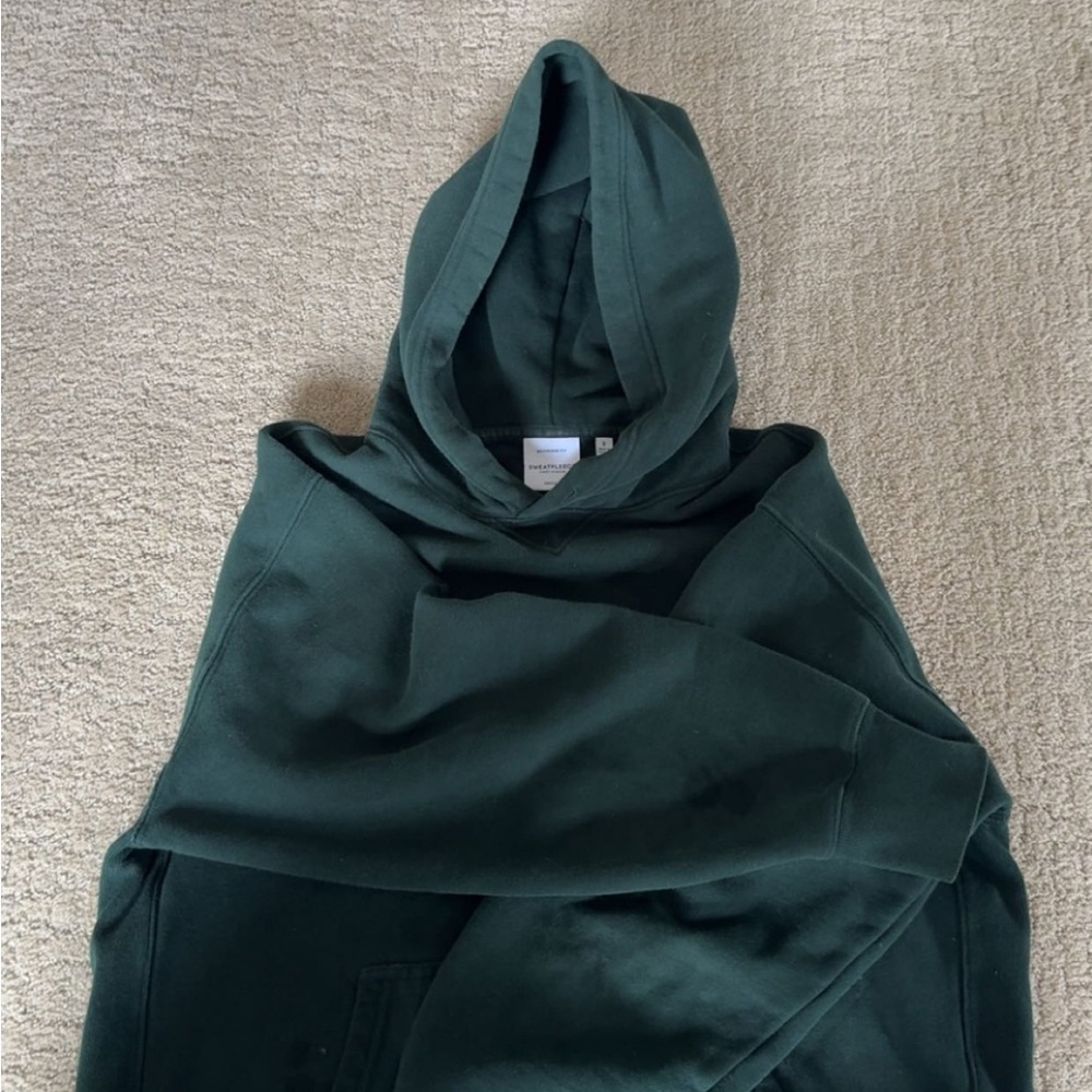 Dark Green sweatfleece Hoodie Aritzia
